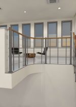 Parapeto turėklai su apatinėmis stygomis ir mediniais turėklais tiesūs - Image 3