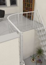 Parapeto turėklai su apatinėmis stygomis ir mediniais turėklais tiesūs - Image 4