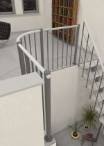 Parapeto turėklai su vertikaliais strypais ir mediniais turėklais apvalūs - Image 4